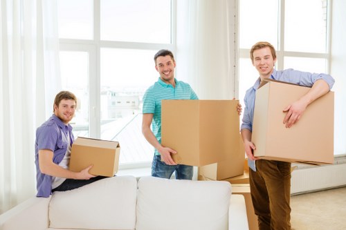 Expert packing process in Hampstead by professional man and van service team.