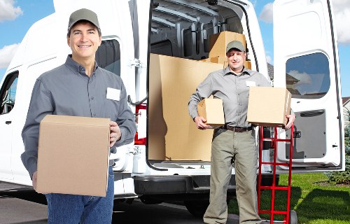 Interior view of Hampstead van services showcasing organized packing and efficient team.