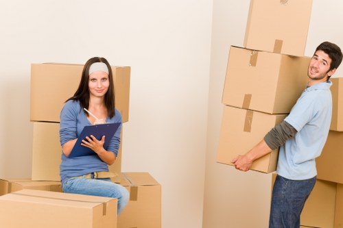 Professional movers handling household items with care